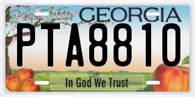 GA license plate PTA8810