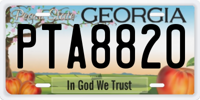 GA license plate PTA8820