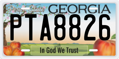 GA license plate PTA8826
