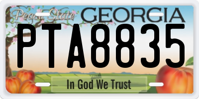 GA license plate PTA8835