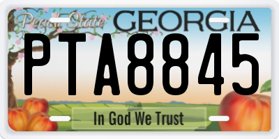 GA license plate PTA8845