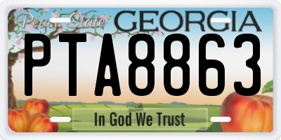GA license plate PTA8863