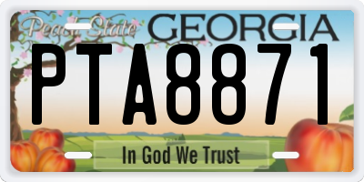 GA license plate PTA8871