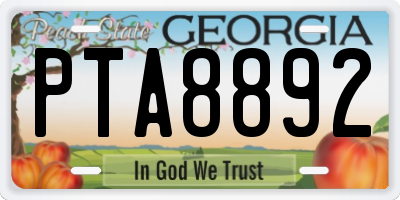 GA license plate PTA8892