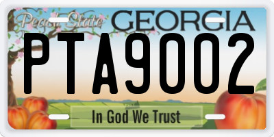 GA license plate PTA9002