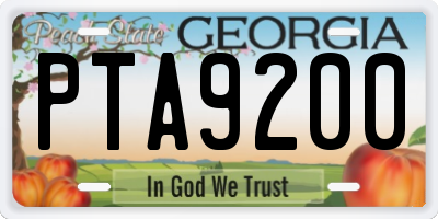 GA license plate PTA9200