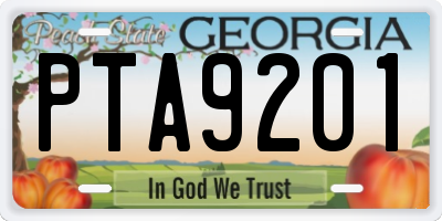 GA license plate PTA9201