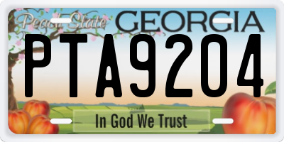 GA license plate PTA9204