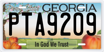 GA license plate PTA9209