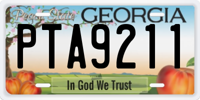 GA license plate PTA9211