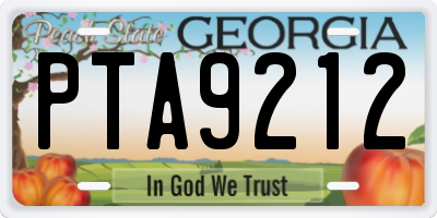 GA license plate PTA9212