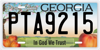 GA license plate PTA9215