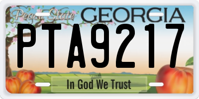 GA license plate PTA9217