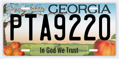 GA license plate PTA9220