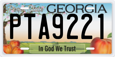 GA license plate PTA9221