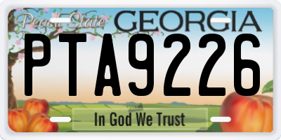 GA license plate PTA9226