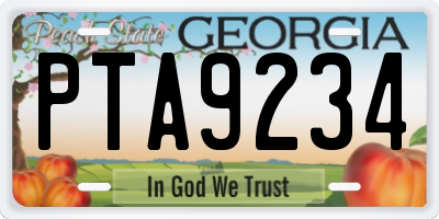 GA license plate PTA9234