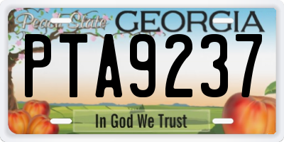 GA license plate PTA9237