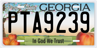 GA license plate PTA9239