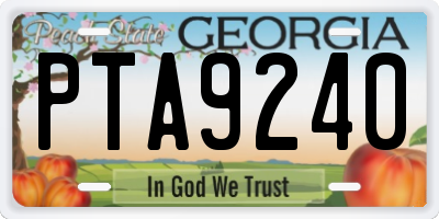 GA license plate PTA9240