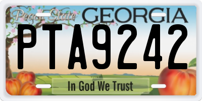 GA license plate PTA9242