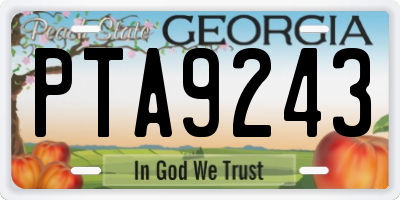 GA license plate PTA9243