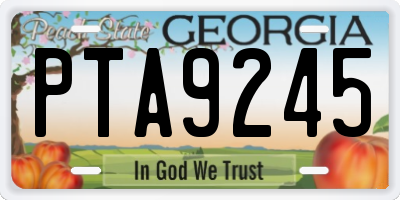 GA license plate PTA9245