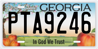 GA license plate PTA9246