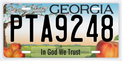 GA license plate PTA9248