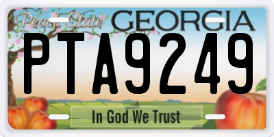 GA license plate PTA9249