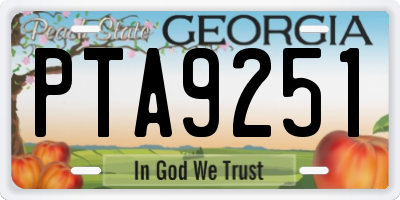 GA license plate PTA9251