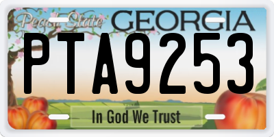 GA license plate PTA9253