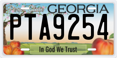 GA license plate PTA9254