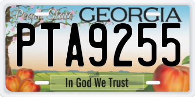 GA license plate PTA9255