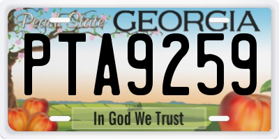 GA license plate PTA9259