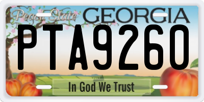 GA license plate PTA9260