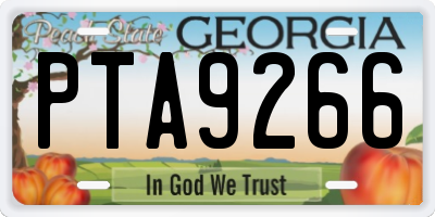 GA license plate PTA9266