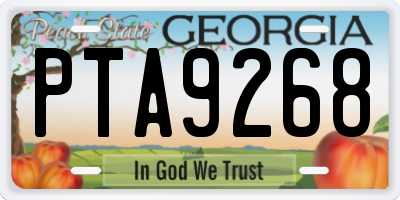 GA license plate PTA9268