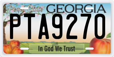 GA license plate PTA9270