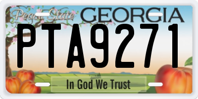 GA license plate PTA9271