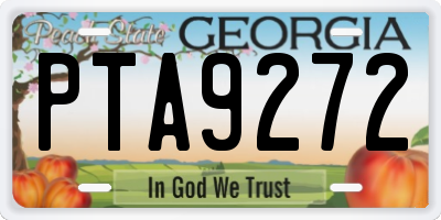 GA license plate PTA9272