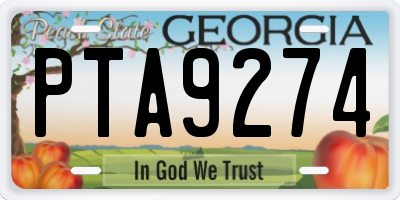GA license plate PTA9274
