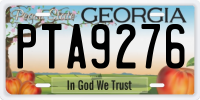 GA license plate PTA9276