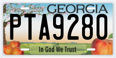 GA license plate PTA9280