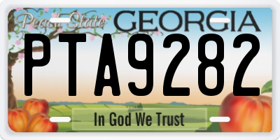 GA license plate PTA9282
