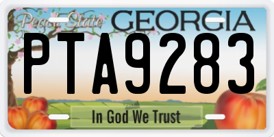 GA license plate PTA9283