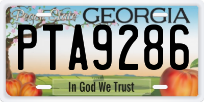 GA license plate PTA9286