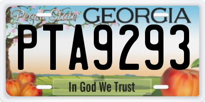 GA license plate PTA9293