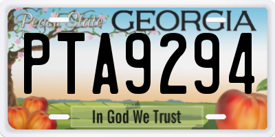GA license plate PTA9294