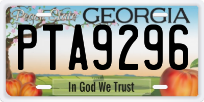 GA license plate PTA9296